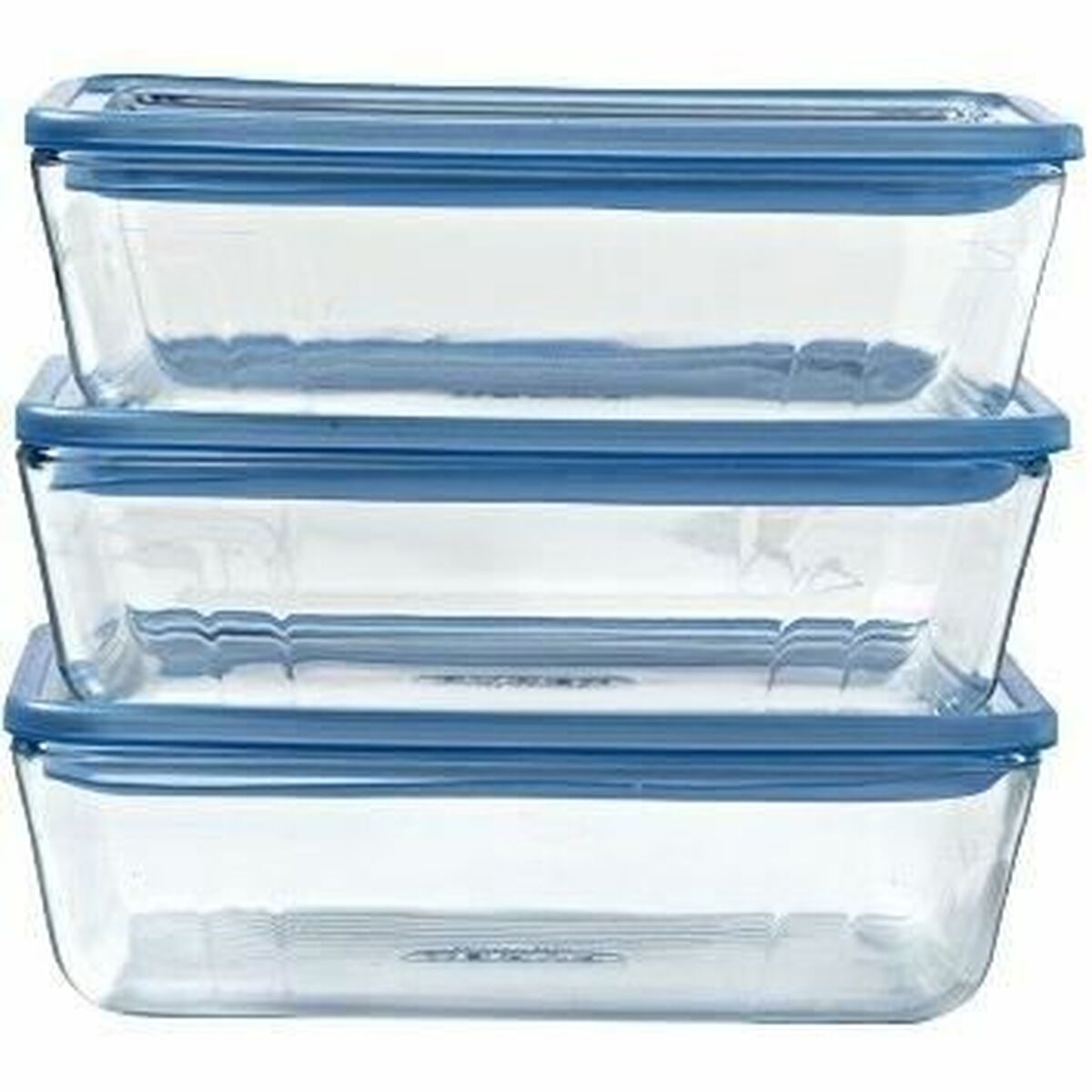 Set de Cutii pentru Prânz Pyrex Albastru Transparent 2,6 L 3 Piese