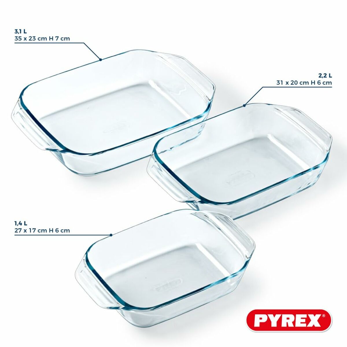 Set de vase pentru cuptor Pyrex Transparent 3 Piese
