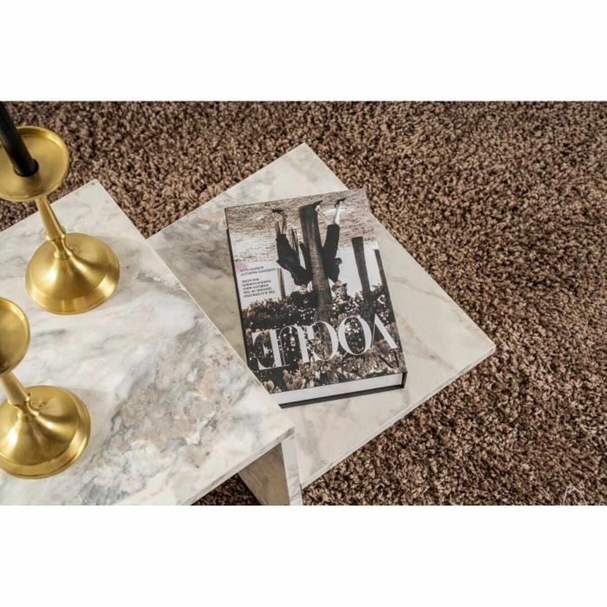 Masa de Cafea Harmony Alb Gri 80 x 40 x 40 cm Marmură