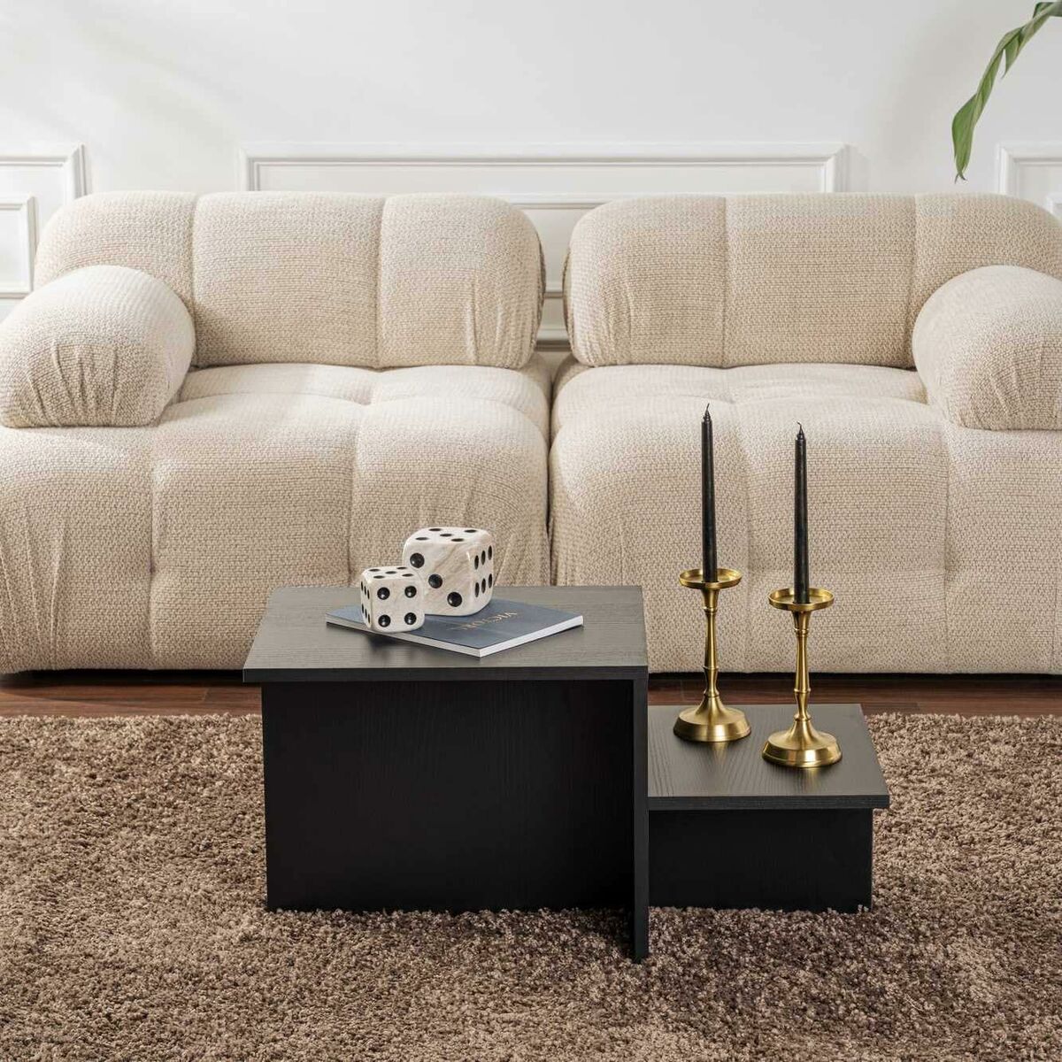 Masa de Cafea Harmony Negru 80 x 40 x 40 cm