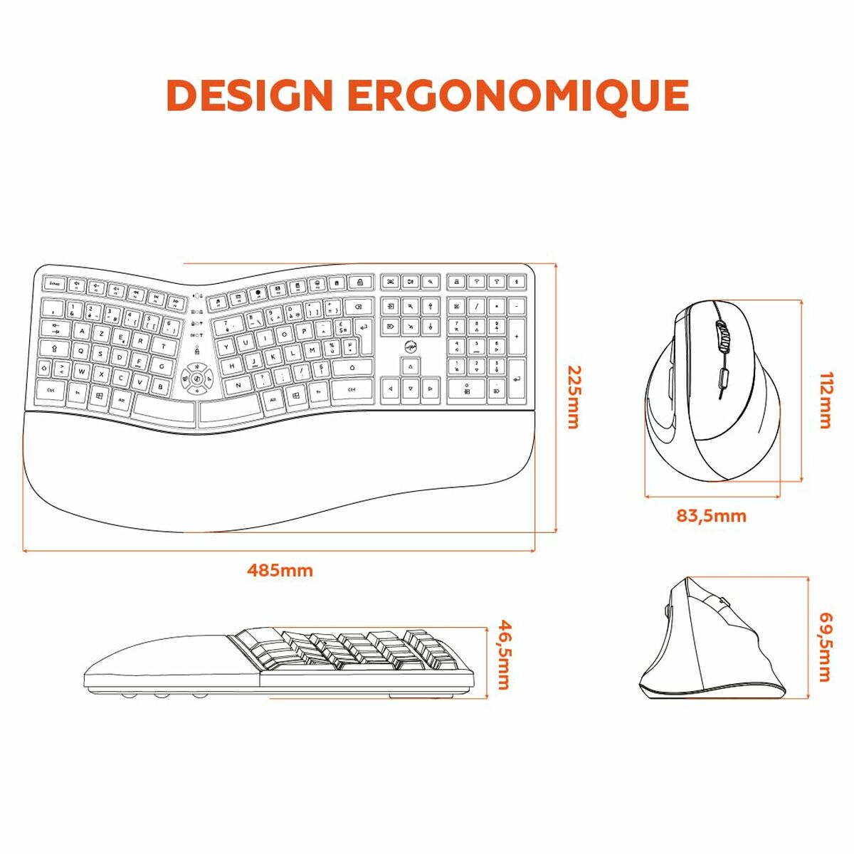 Tastatură și Mouse Mobility Lab Ergo C30W Negru
