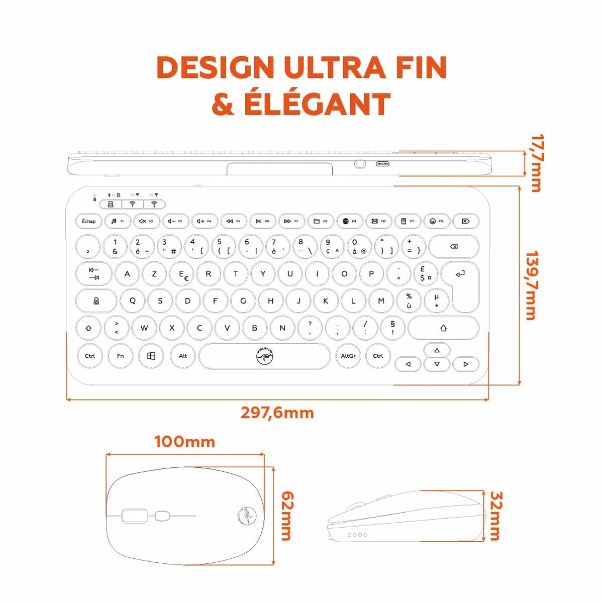 Tastatură și Mouse Mobility Lab CP420W Mini Negru AZERTY