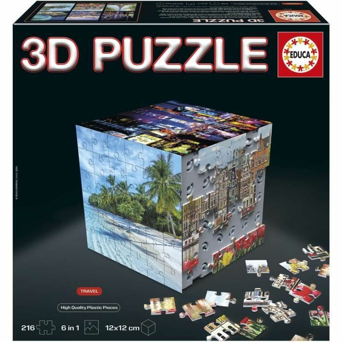 Puzzle Educa 3D 216 Piese (6 Unități)
