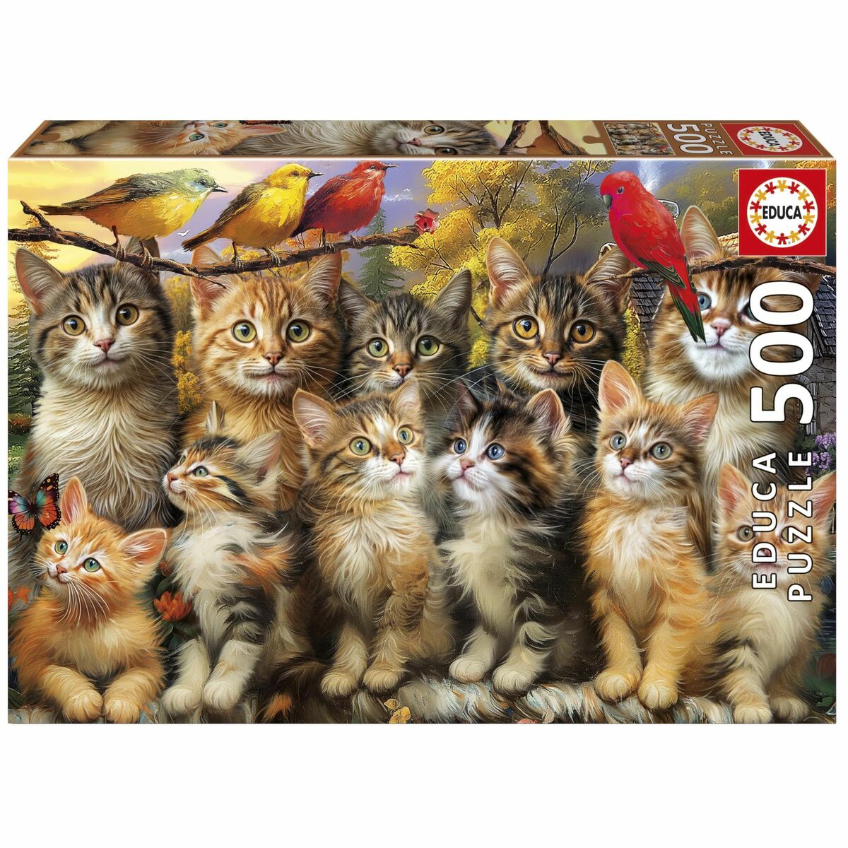 Puzzle Educa Gatitos y Pájaros 500 Piese