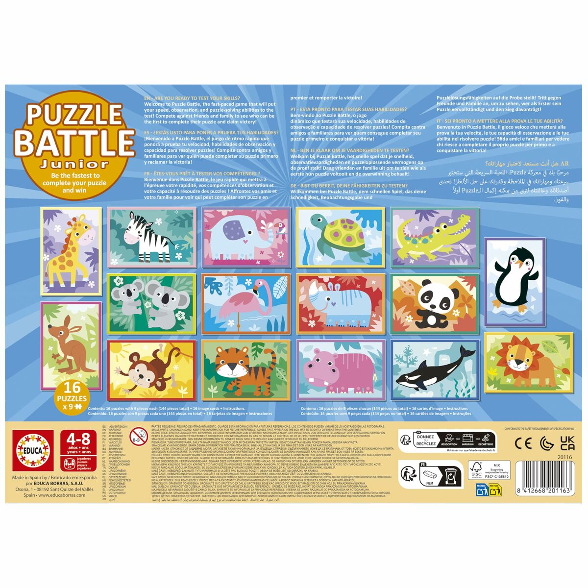 Puzzle Educa Battle Jr Animales 144 Piese