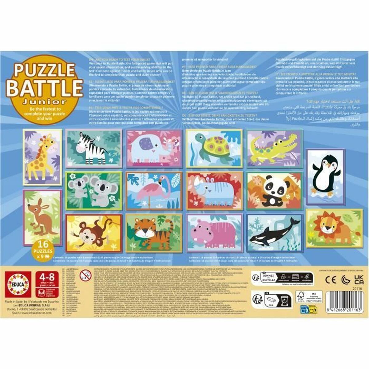 Puzzle Educa Battle Jr Animales 144 Piese