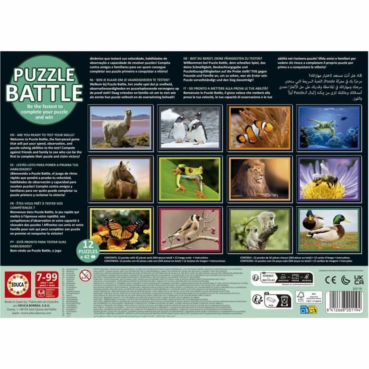 Puzzle Educa Battle Jr Natura 42 Piese (12 Unități)