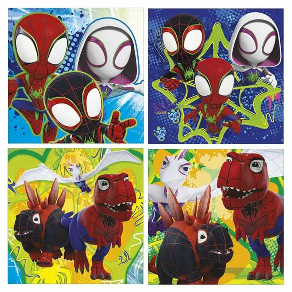 Set de 4 Puzzle-uri Educa Dino Spidey 12 Piese 16 Piese 20 Piese 25 Piese (4 Unități)