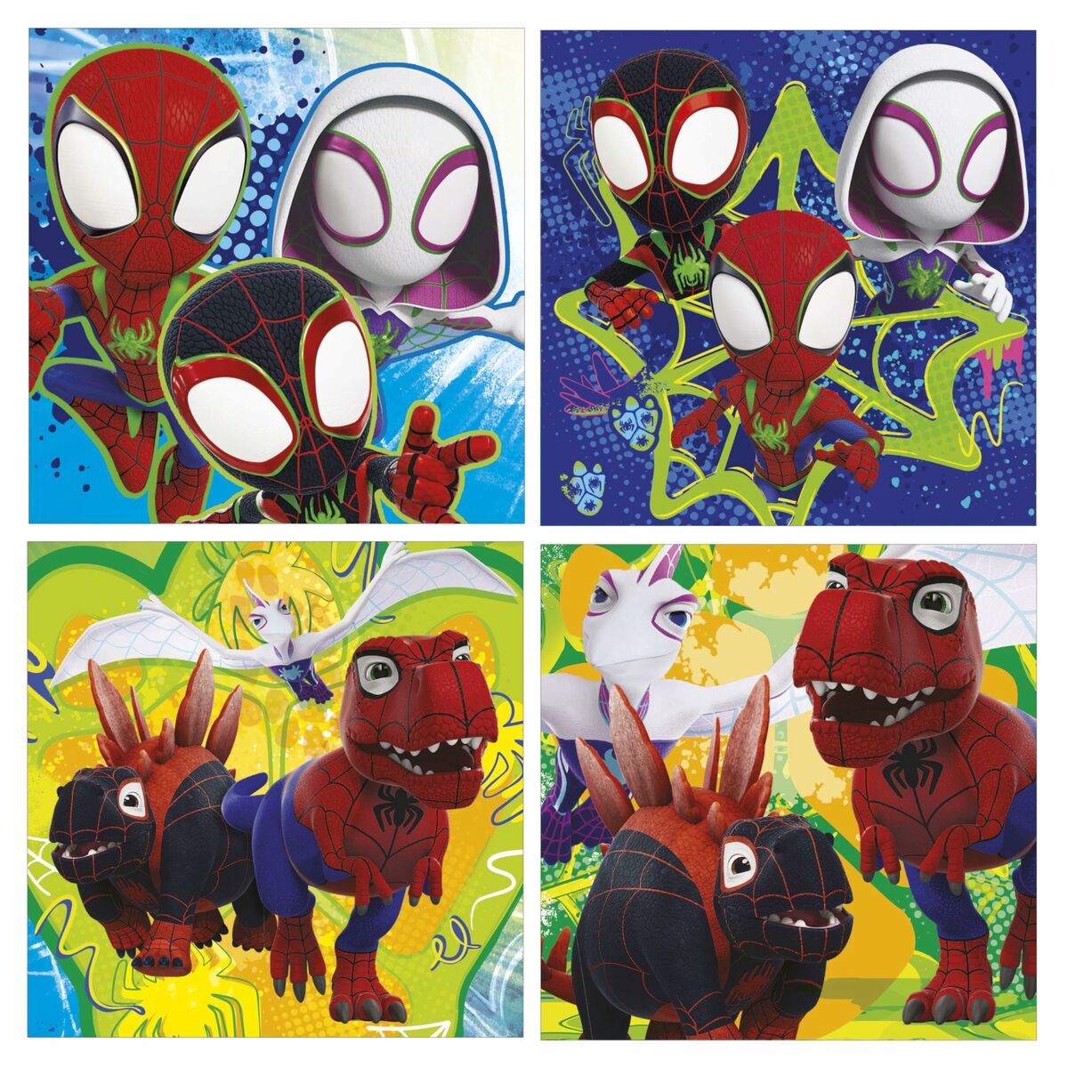 Set de 4 Puzzle-uri Educa Dino Spidey 12 Piese 16 Piese 20 Piese 25 Piese (4 Unități)