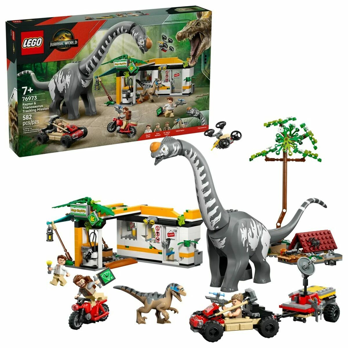 Set de Construcție Lego JURASSIC WORLD 76973 Raptor & Titanosaurus Tracking Mission