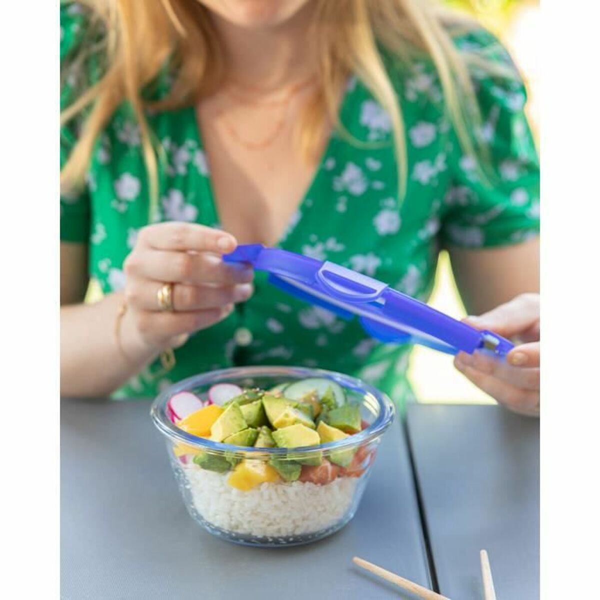 Set de recipiente de bucătărie ermetice Pyrex Albastru 0,7 L 3 Piese