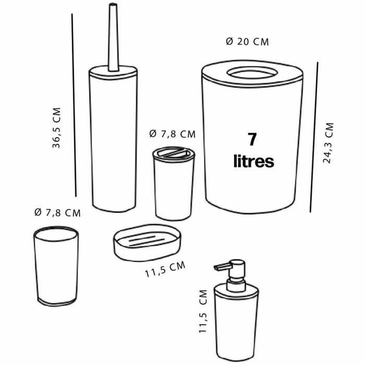 Set de Baie TODAY HOY Roz Plastic Modern (6 Unități)
