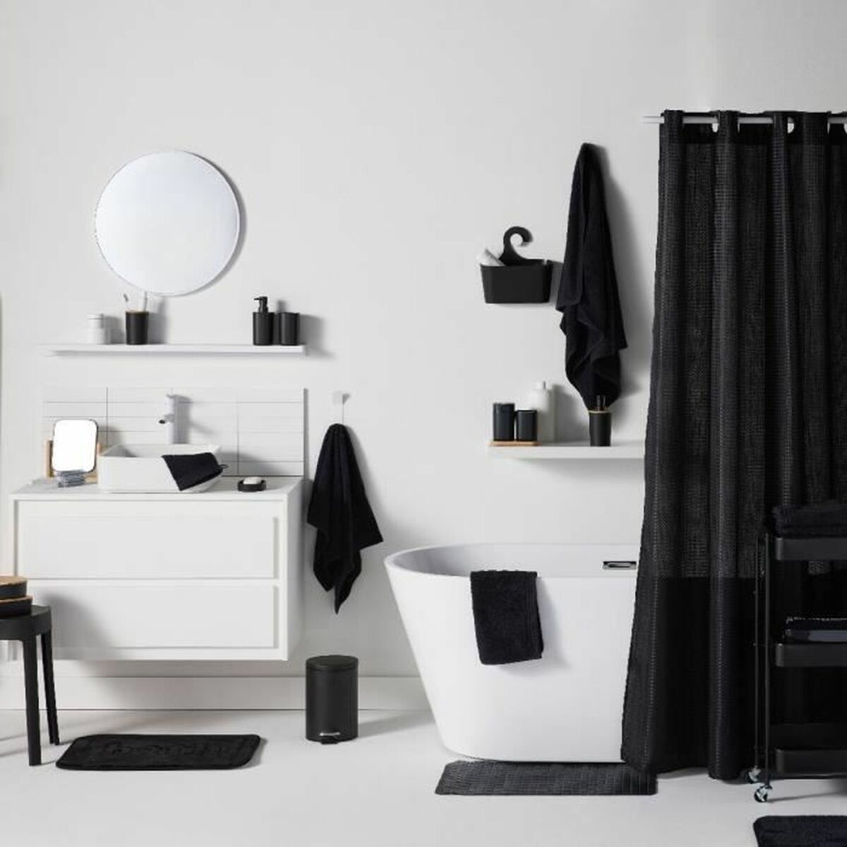 Set de Baie TODAY HOY Negru Plastic Modern (6 Unități)