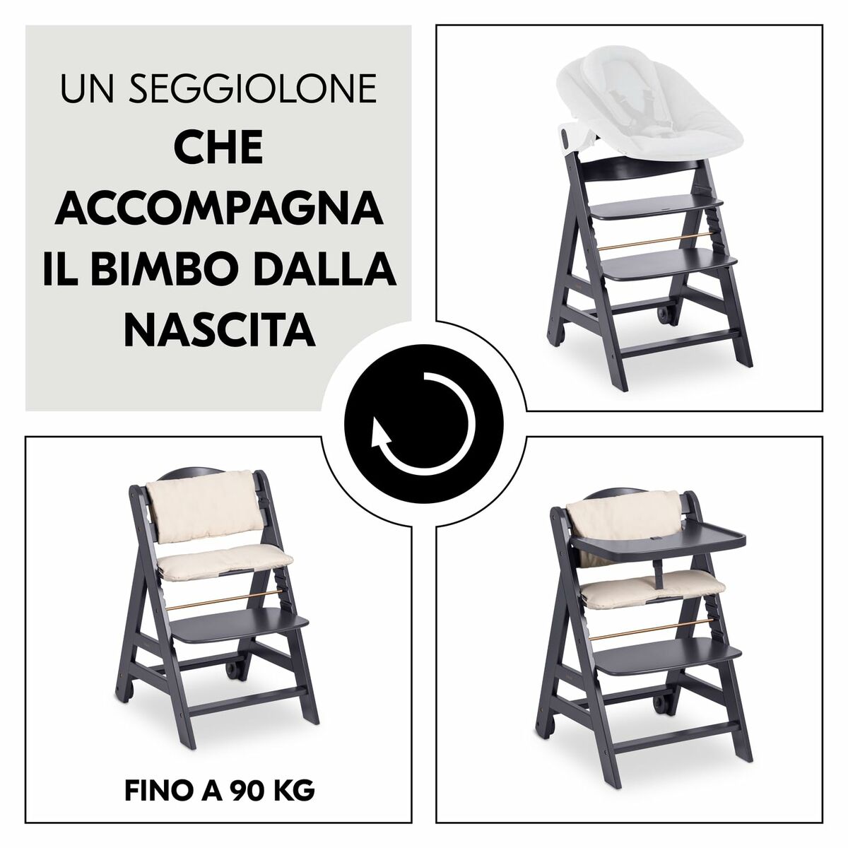 Scaun înalt Hauck Maro Gri închis