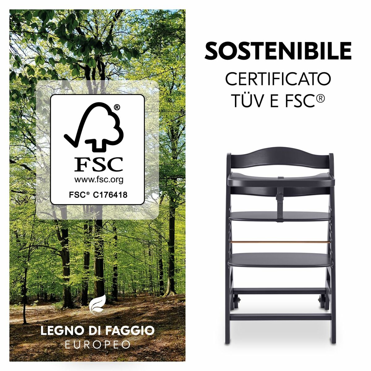 Scaun înalt Hauck Maro Gri închis