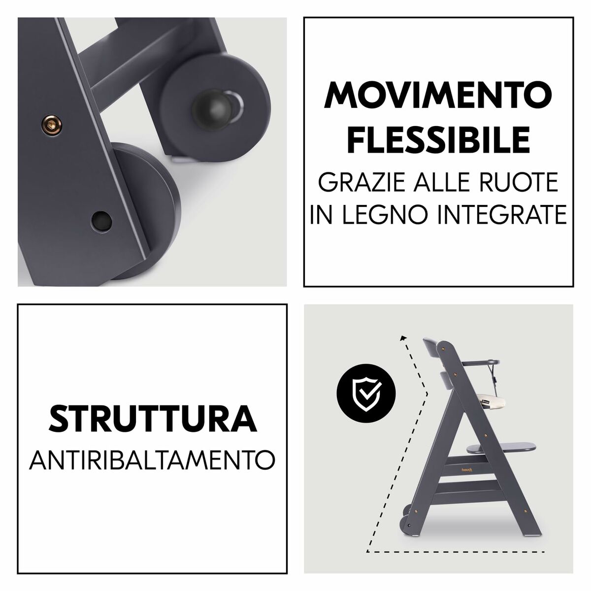 Scaun înalt Hauck Maro Gri închis