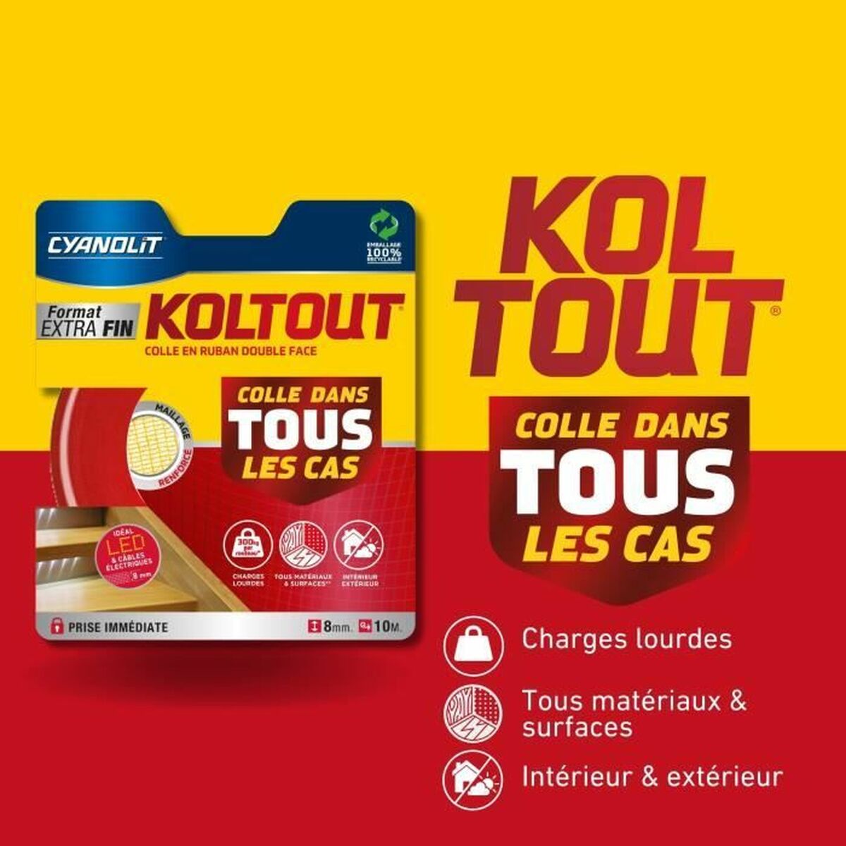 Bandă cu două fețe Cyanolit 10 m 8 mm