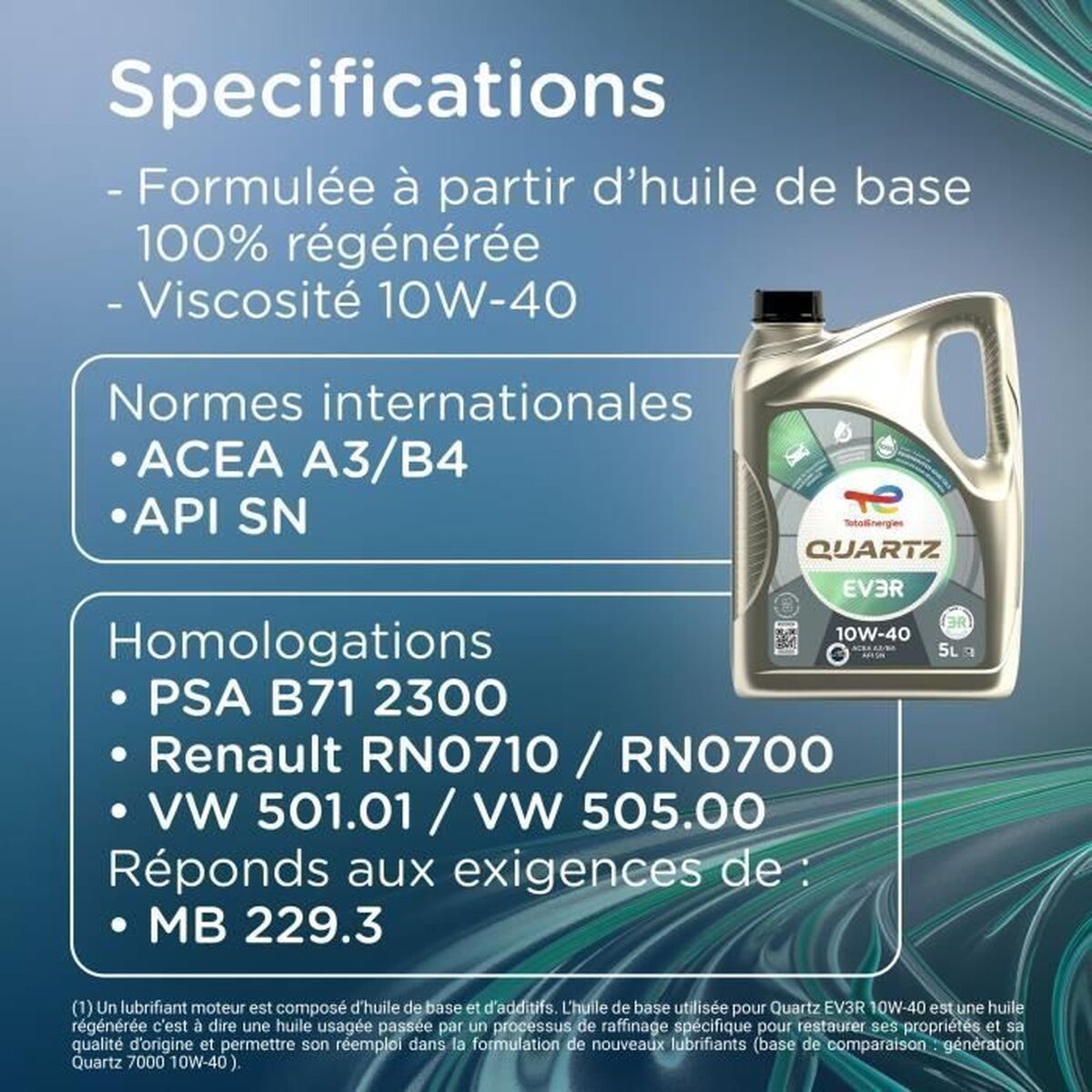 Ulei motor auto Totalenergies Quartz EV3R 10W40 5 L