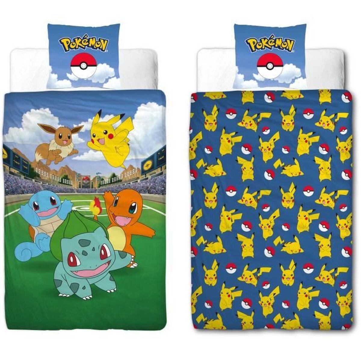 Set husă de pătură Pokémon 25 x 4 x 30 cm Multicolor Pat 140 2 Piese