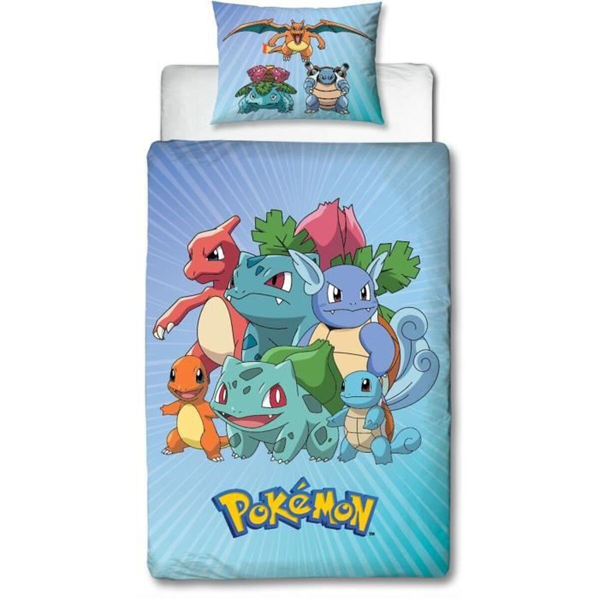 Set husă de pătură Pokémon 25 x 4 x 30 cm Albastru Pat 140 2 Piese
