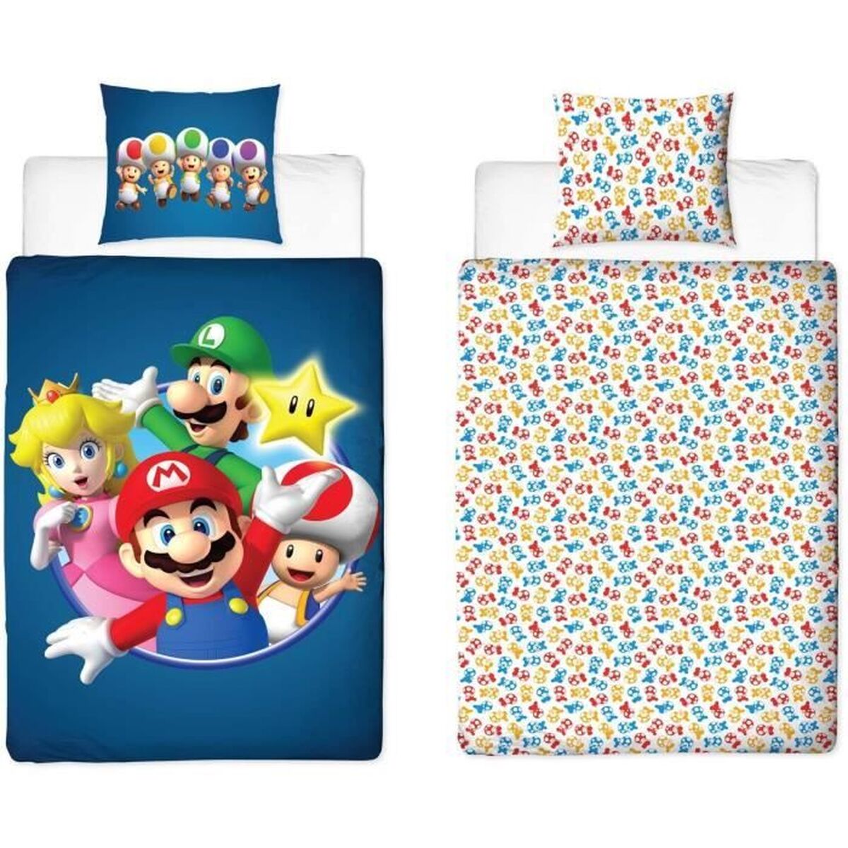 Set husă de pătură Mario Bros 25 x 4 x 30 cm Albastru Pat 140 2 Piese