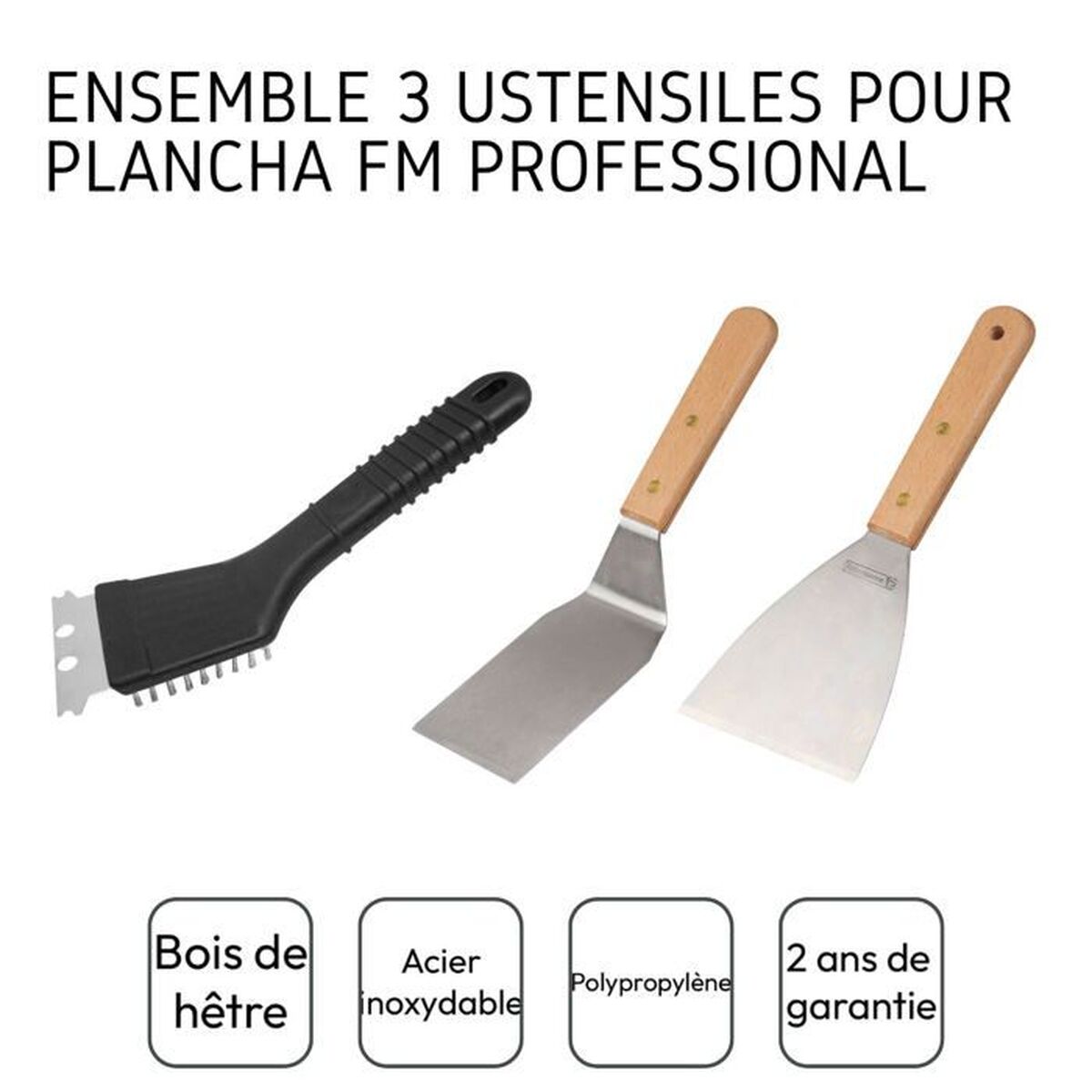 Lingură FM Professional Oțel inoxidabil Plastic 30 X 15 X 22 CM (3 Piese)