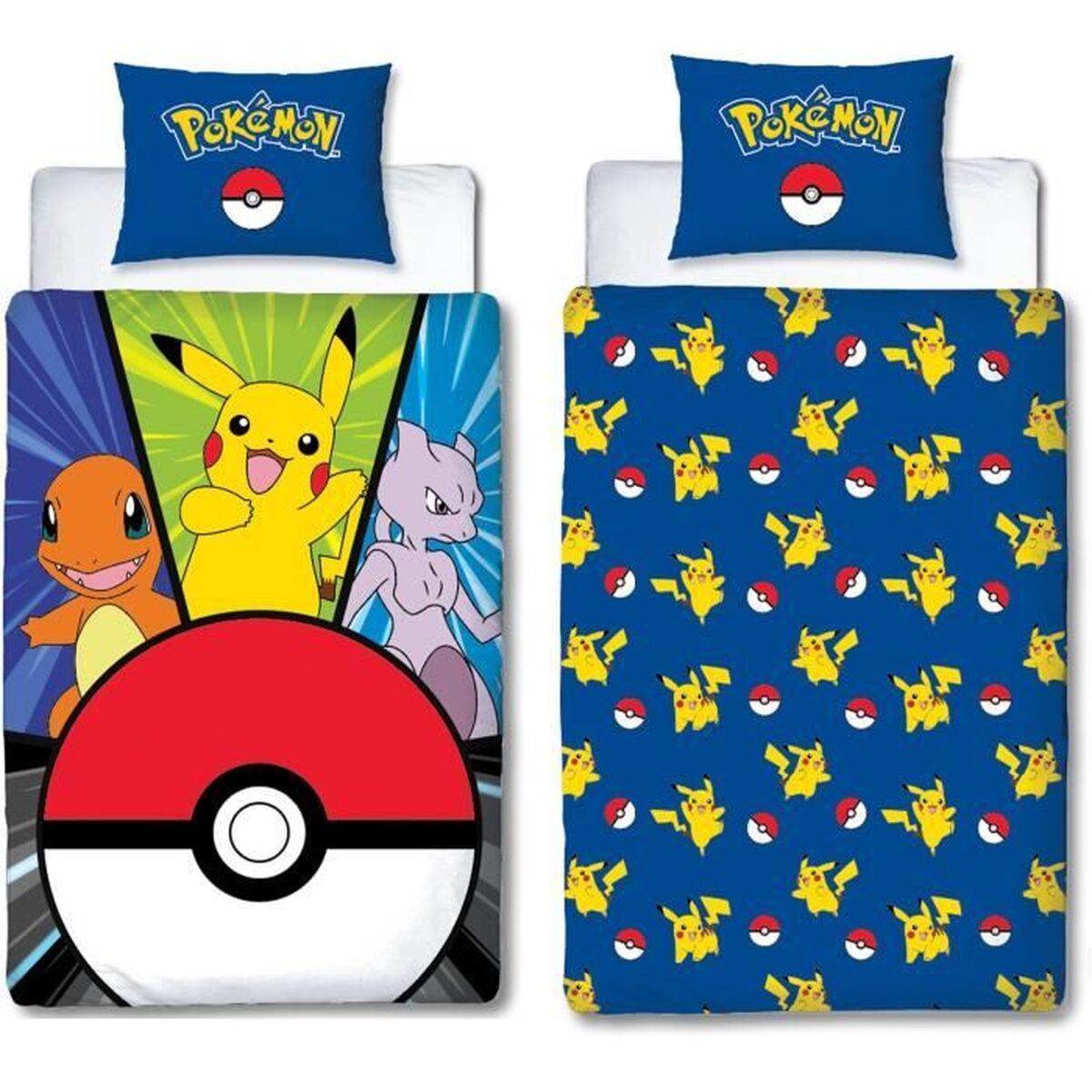 Set husă de pătură Pokémon Galben Alb Roșu Pat 140 2 Piese