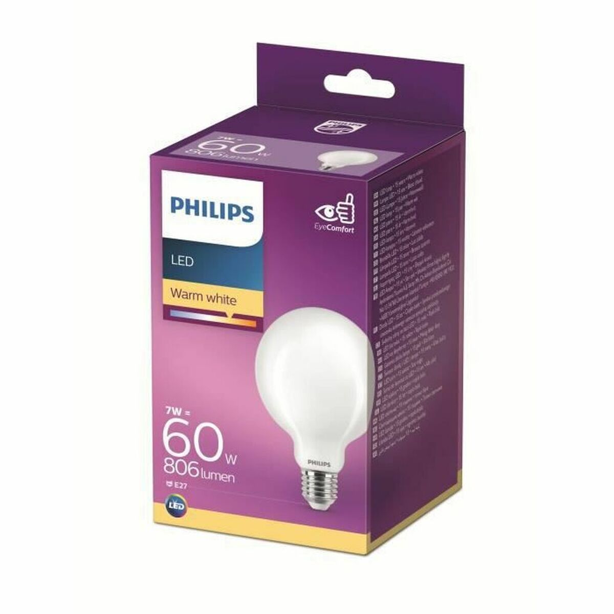 Bec LED Philips Equivalent 60 W Alb E E27 (2700 K)