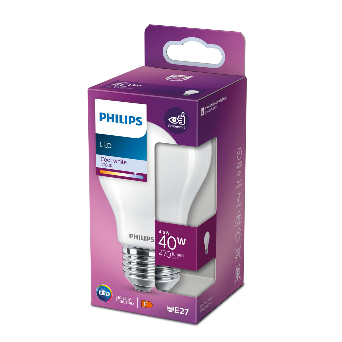 Bec LED Philips Bombilla Alb F 40 W E27 (4000 K)