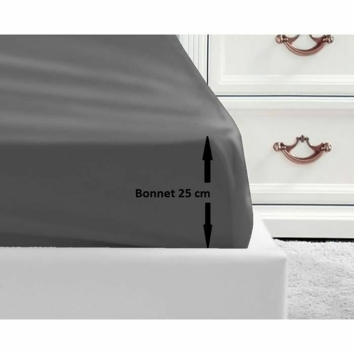 Foaie de jos Lovely Home Gri Gri închis Pat dublu 140 x 190 cm