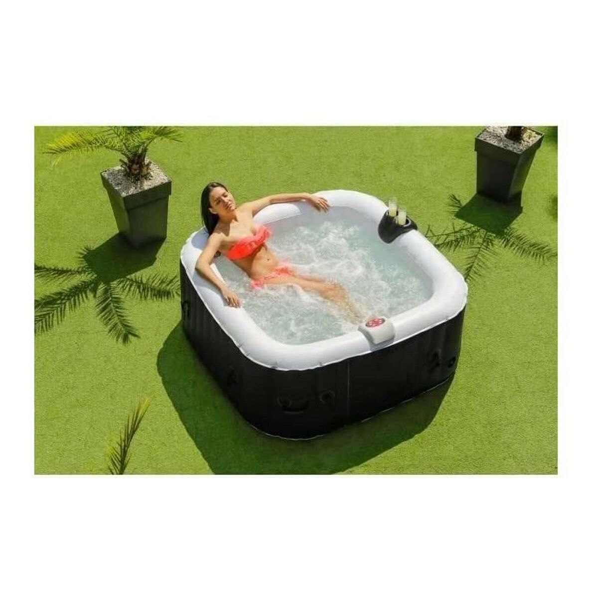 Inflatable Spa Sunspa Pătrat Negru 4 persoane (155 x 155 x 65 cm)