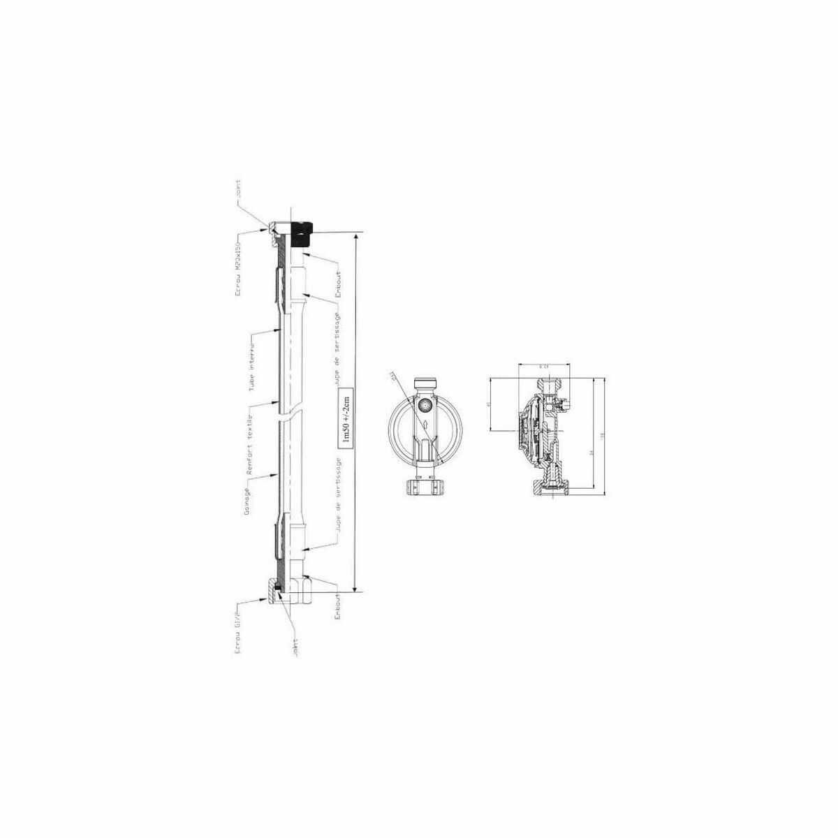 Regulator de gaz butan Rousseau M20X150 Alb Auriu*