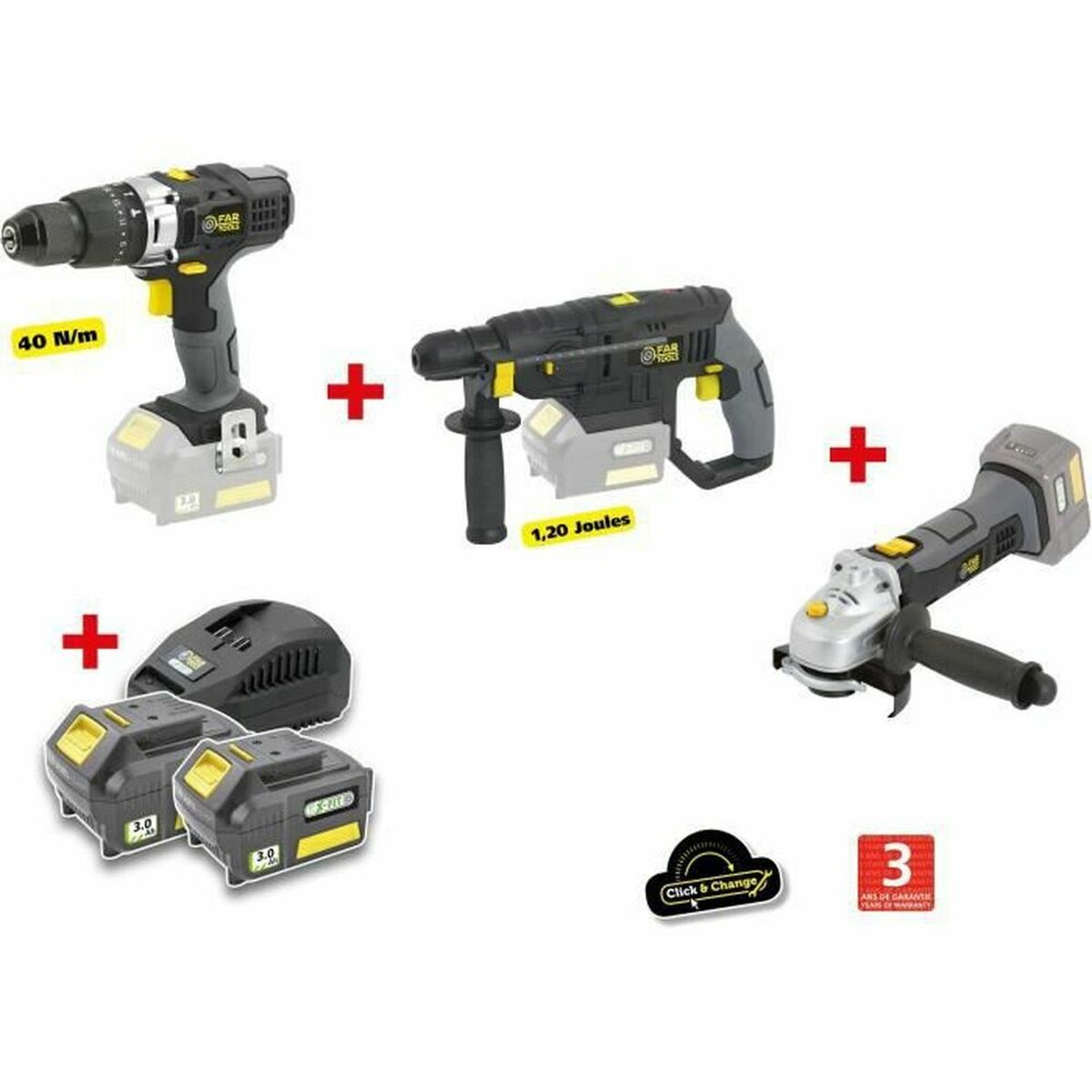 Set burghiu și accesorii Fartools 18 V 40 Nm