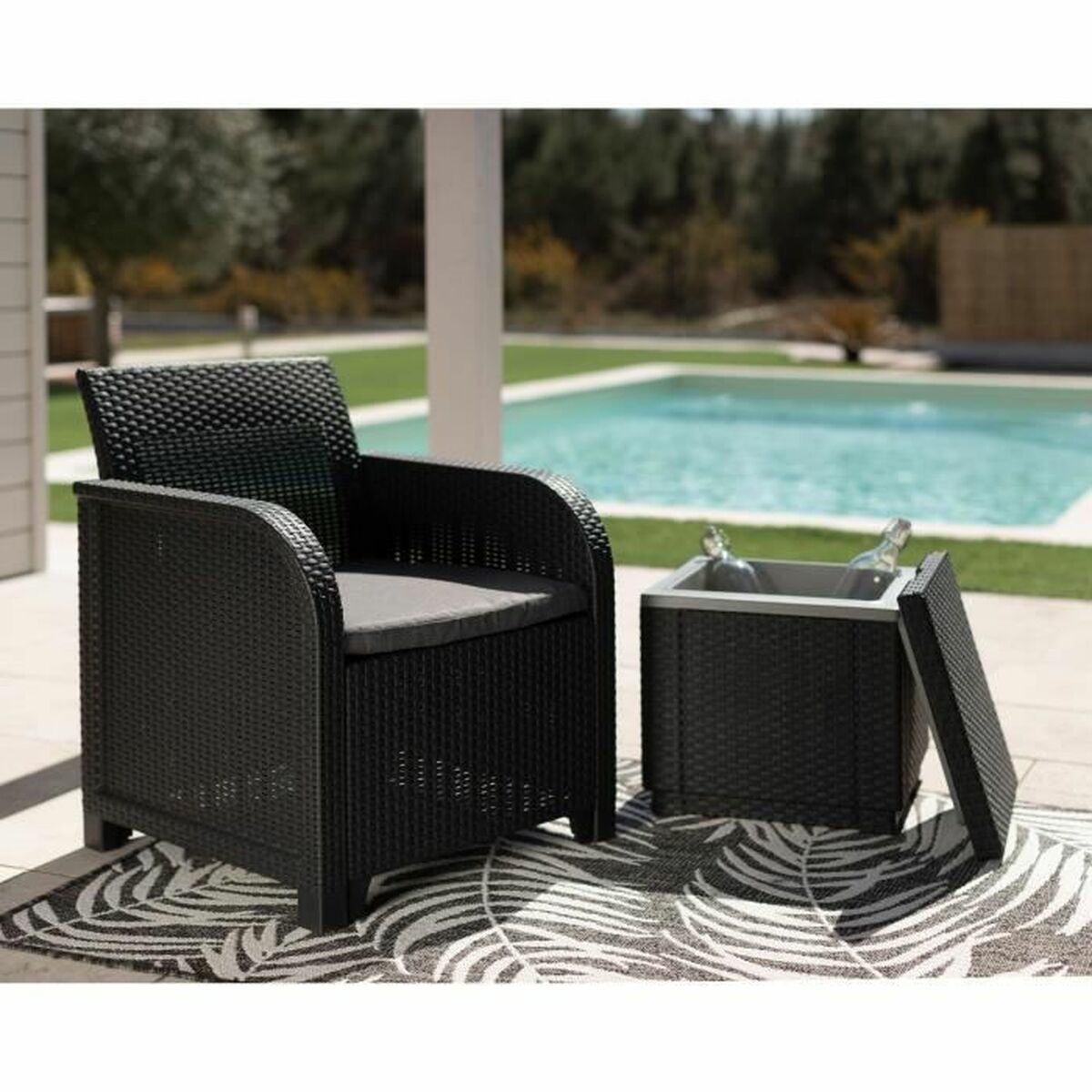 Masa laterală Allibert by KETER Ice Cube graphite 42 x 42 x 41 cm Gri