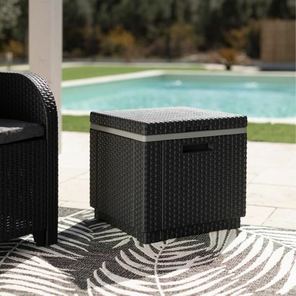 Masa laterală Allibert by KETER Ice Cube graphite 42 x 42 x 41 cm Gri