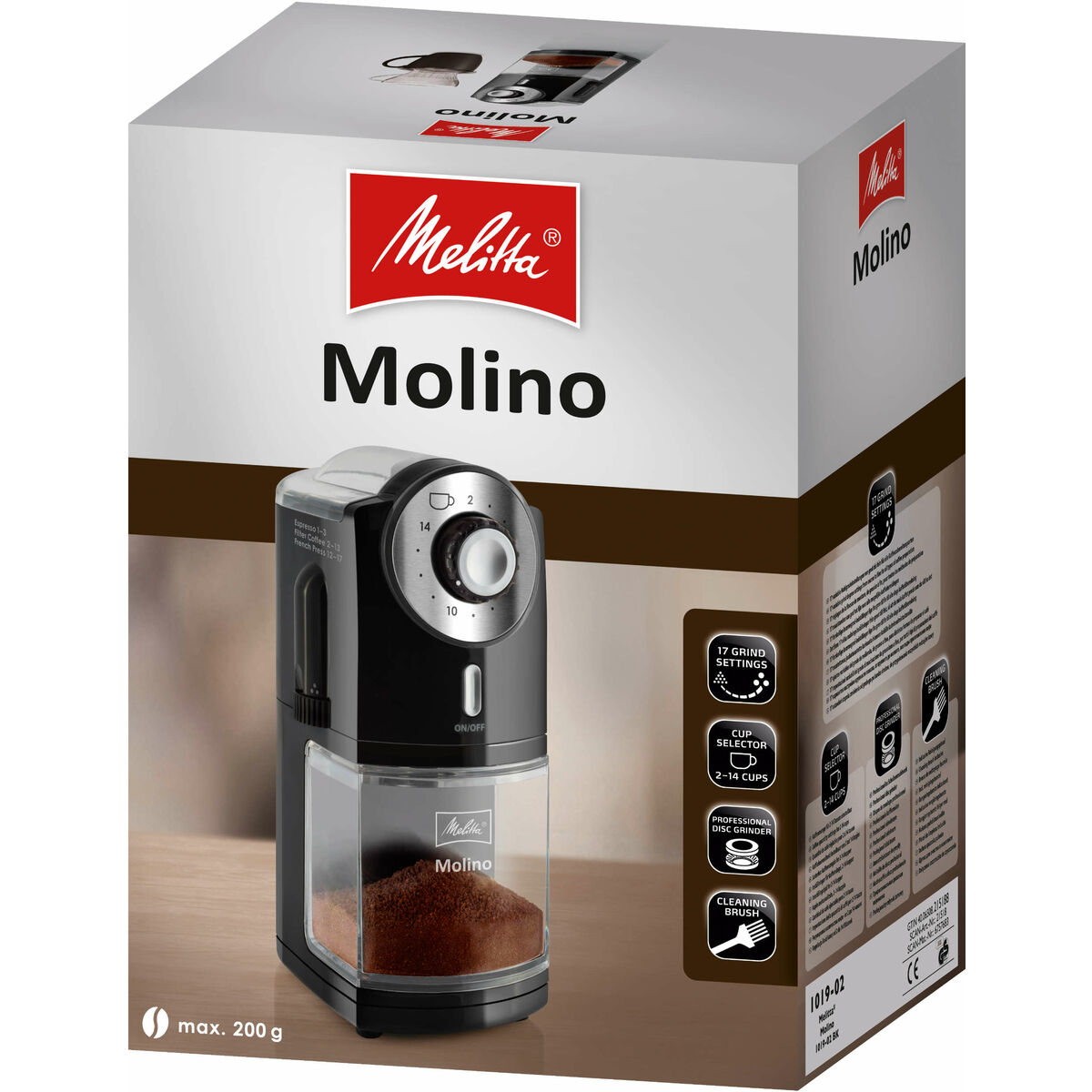 Râșniță de cafea Melitta 1019-02 Negru noir 200 g 100 W 1000 W