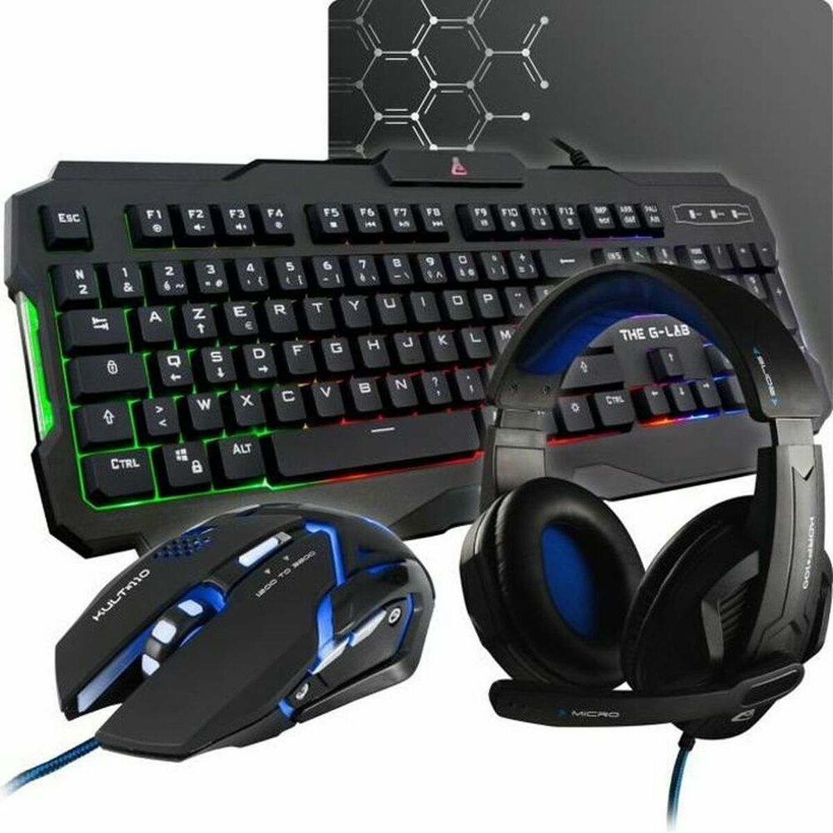 Tastatură și Mouse The G-Lab Combo Argon AZERTY Negru Franceză AZERTY