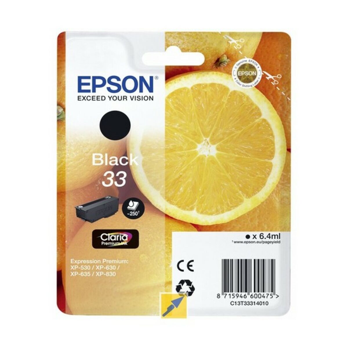Cartuș cu Cerneală Originală Epson Singlepack Black 33XL Claria Premium Ink 12,2 ml Negru