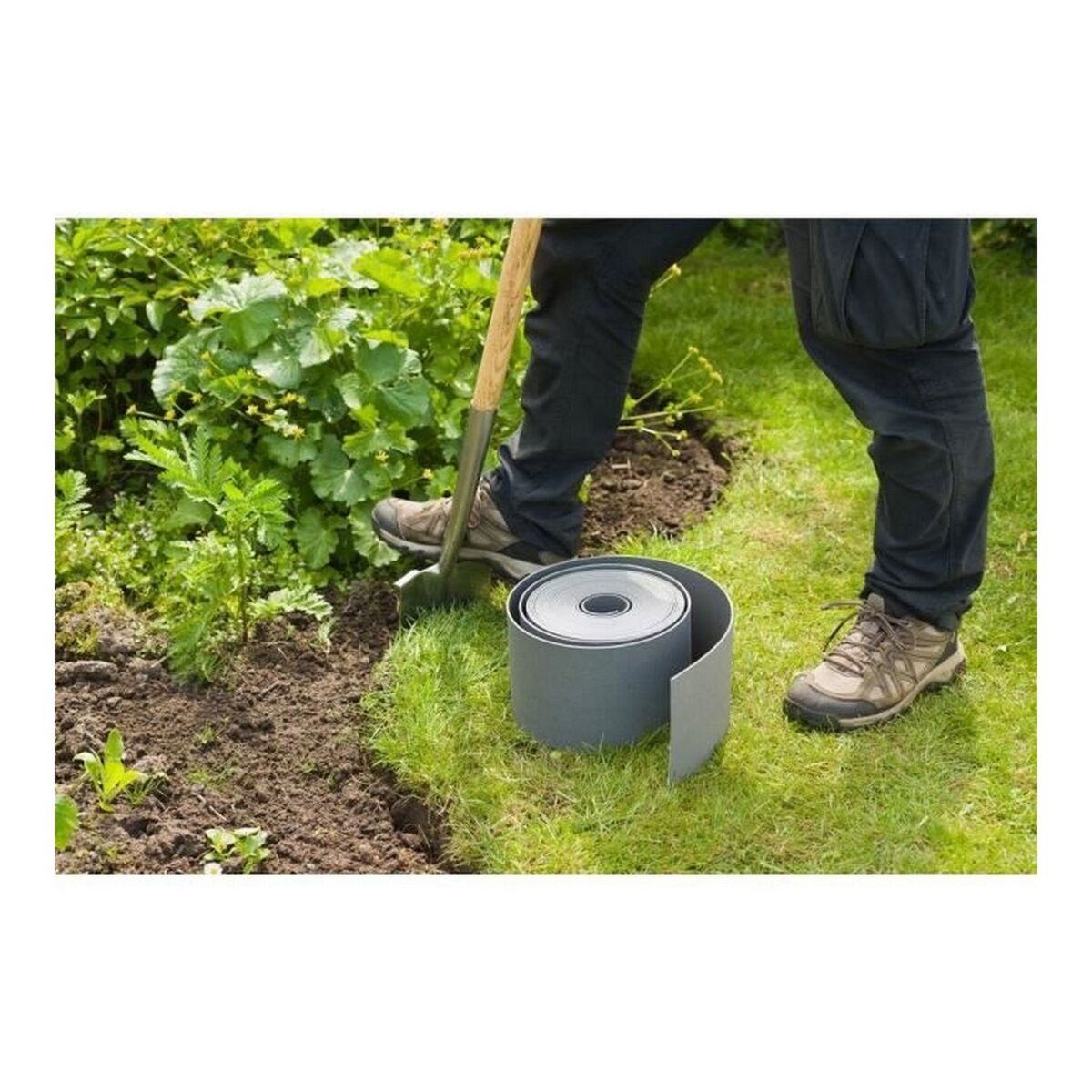 Gard pentru grădină Nature Gri Polietilenă 7,5 cm x 10 m