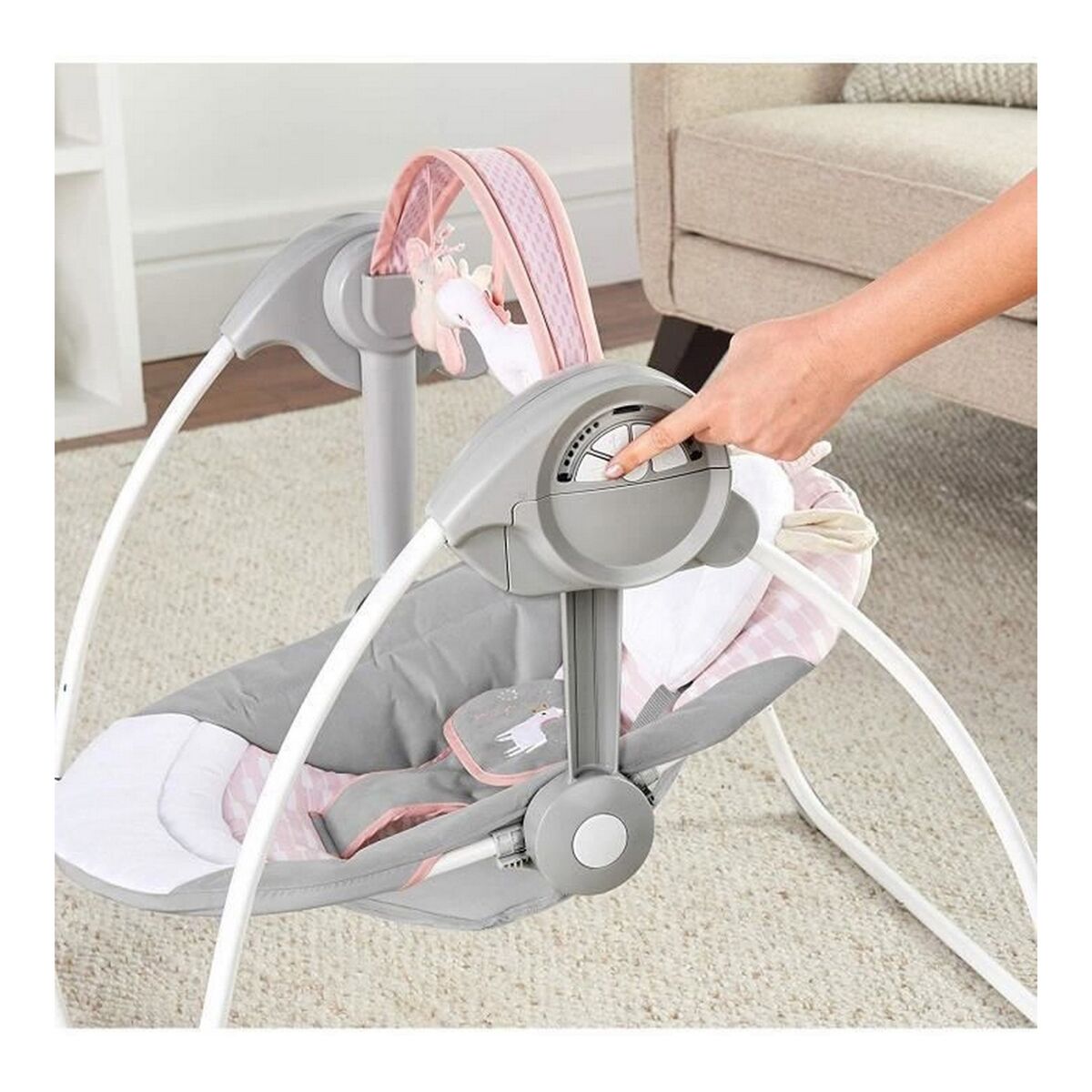 Scaun Balansoar Ingenuity Compact Swing - Flora Roz deschis