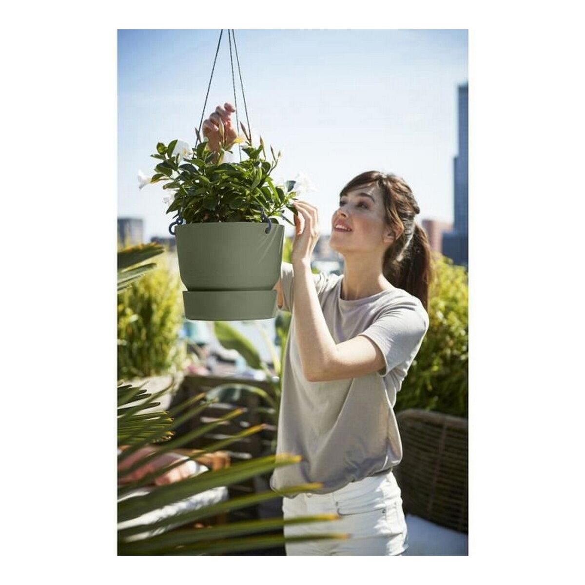 Jardinieră suspendată Elho Greenville Ø 23,9 x 20,3 cm Verde