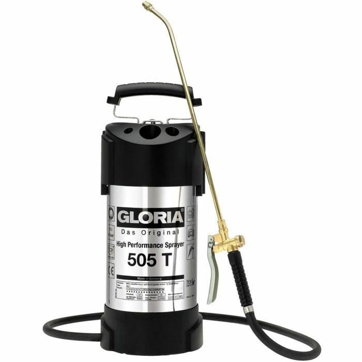 Pulverizator cu presiune pentru grădină Gloria 505t Oțel inoxidabil Alamă 6 BAR 5 L