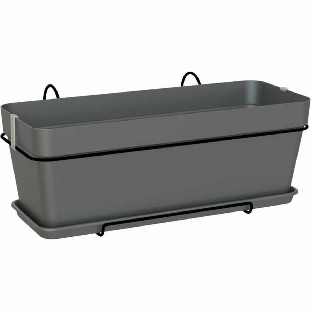 Ghiveci cu farfurie Artevasi Capri v2 Pentru atârnare la balcon Antracit 50,2 x 28,5 x 20,7 cm