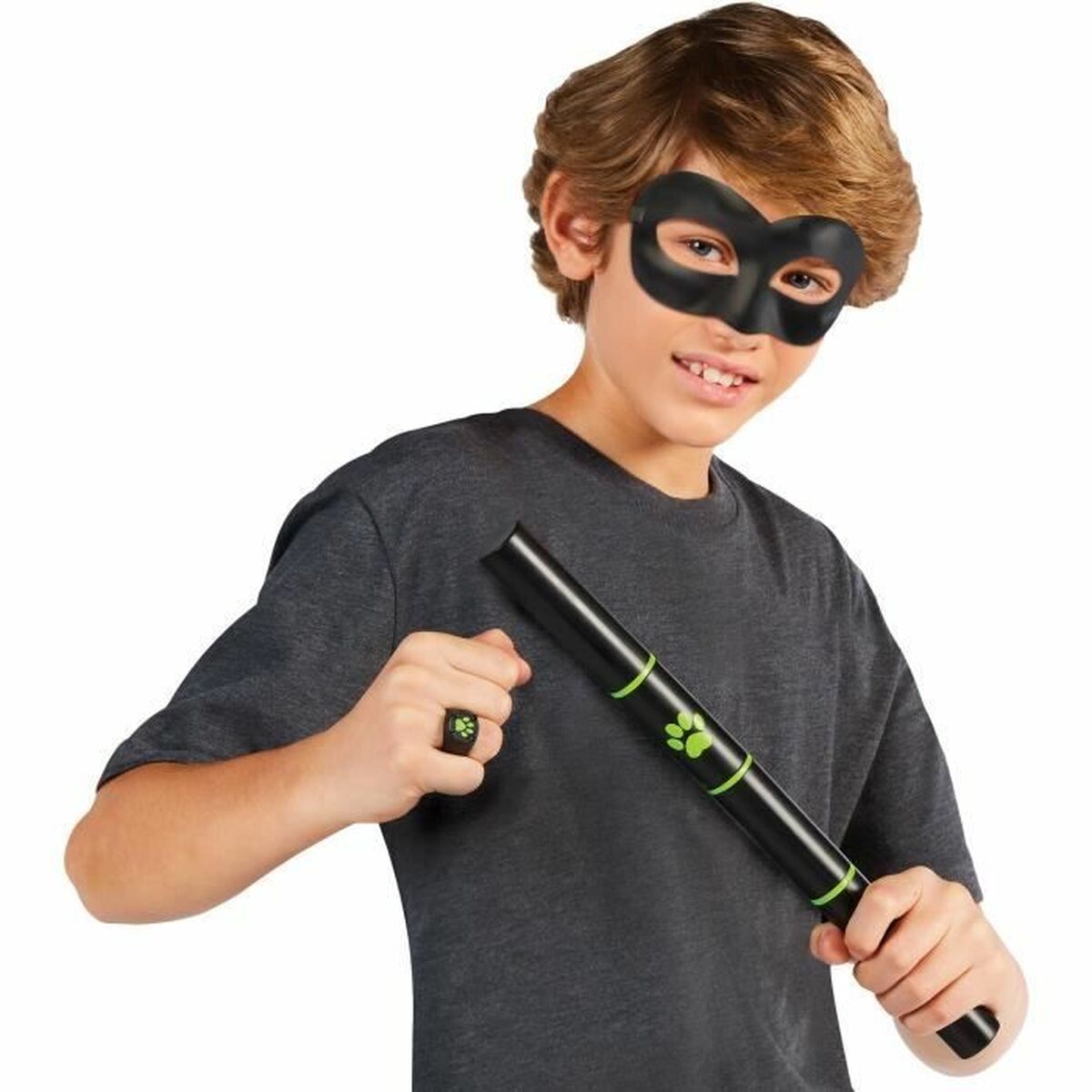 Costum Deghizare pentru Copii Miraculous: Tales of Ladybug & Cat Noir Transformation Set - Cat Noir 4 Piese Negru Multicolor