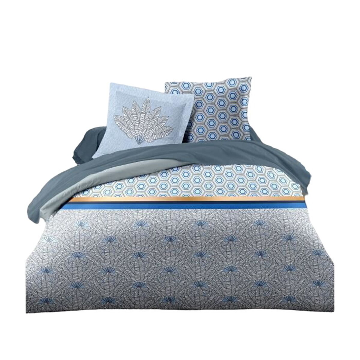 Set husă de pătură HOME LINGE PASSION Pat dublu 220 x 240 cm Albastru