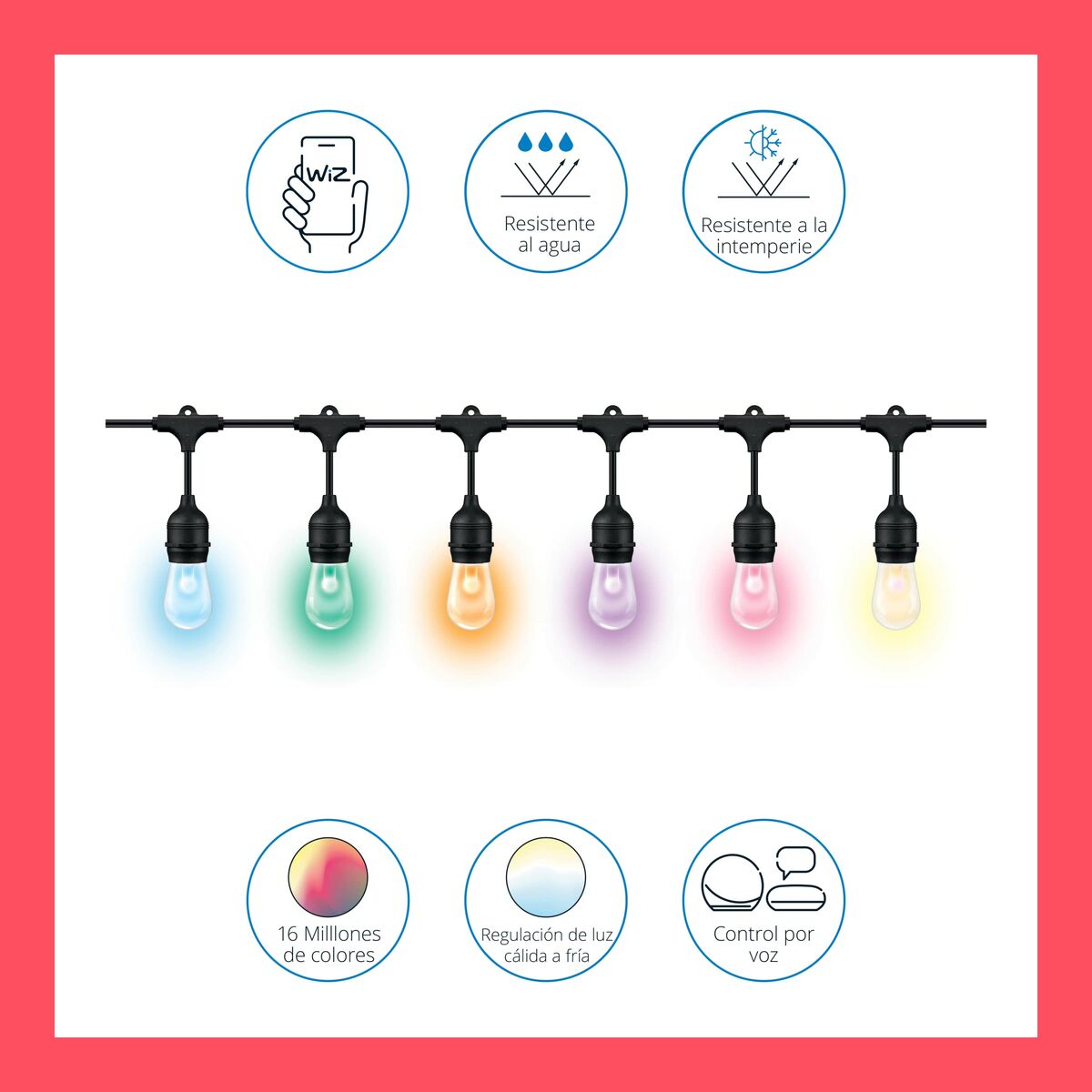 Ghirlandă de lumini LED Wiz   Multicolor 8 W