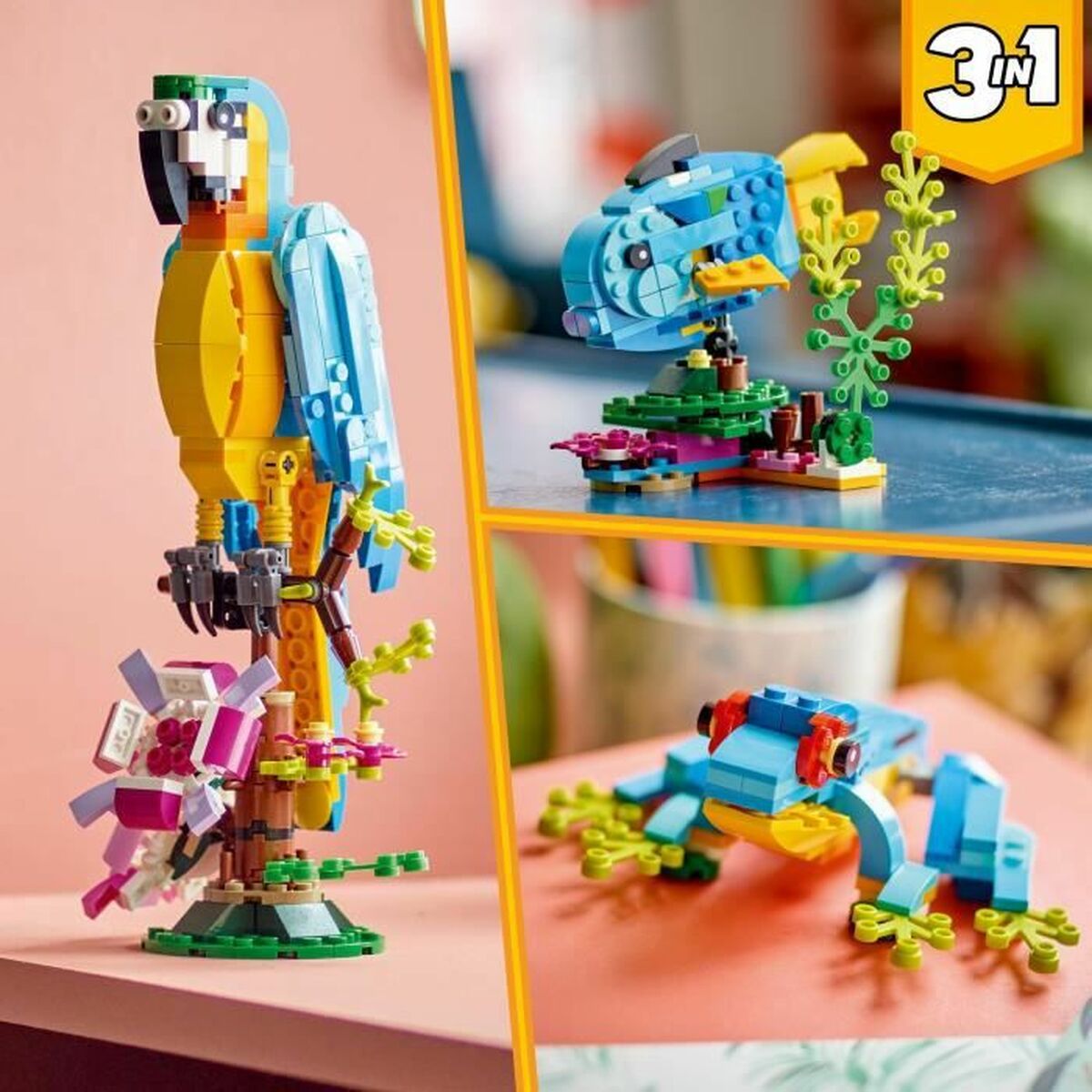 Set de Construcție Lego Creator 31136 Exotic parrot with frog and fish 3 în 1 253 Piese