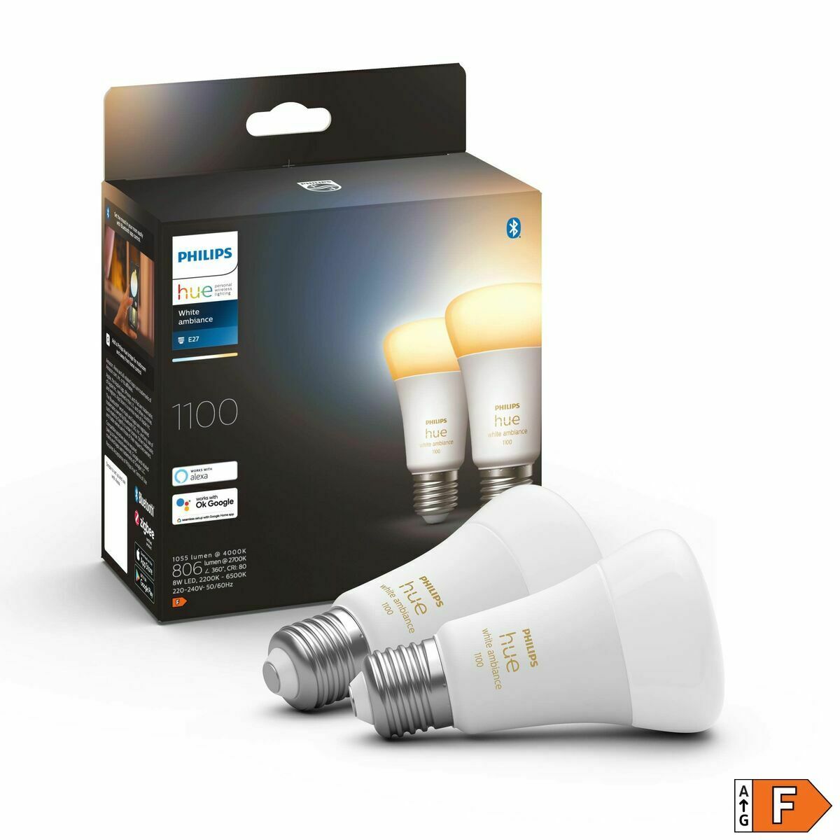 Bec Inteligent Philips Pack de 2 E27 Alb F E27 (2200K) (6500 K)