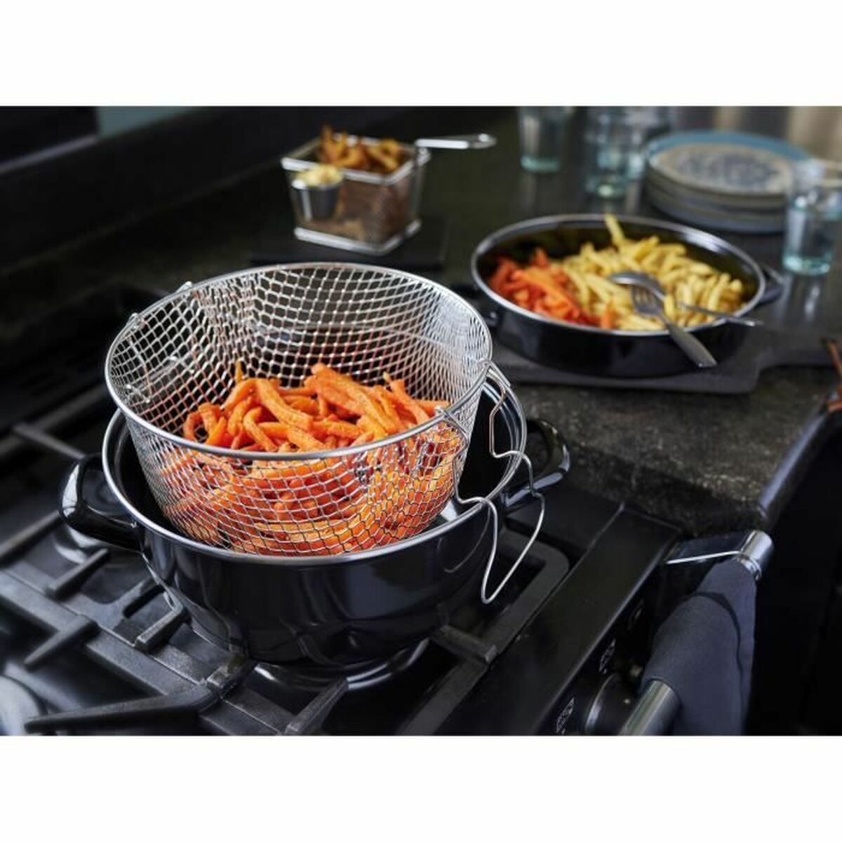 Friteuză Baumalu Negru Oțel emailat