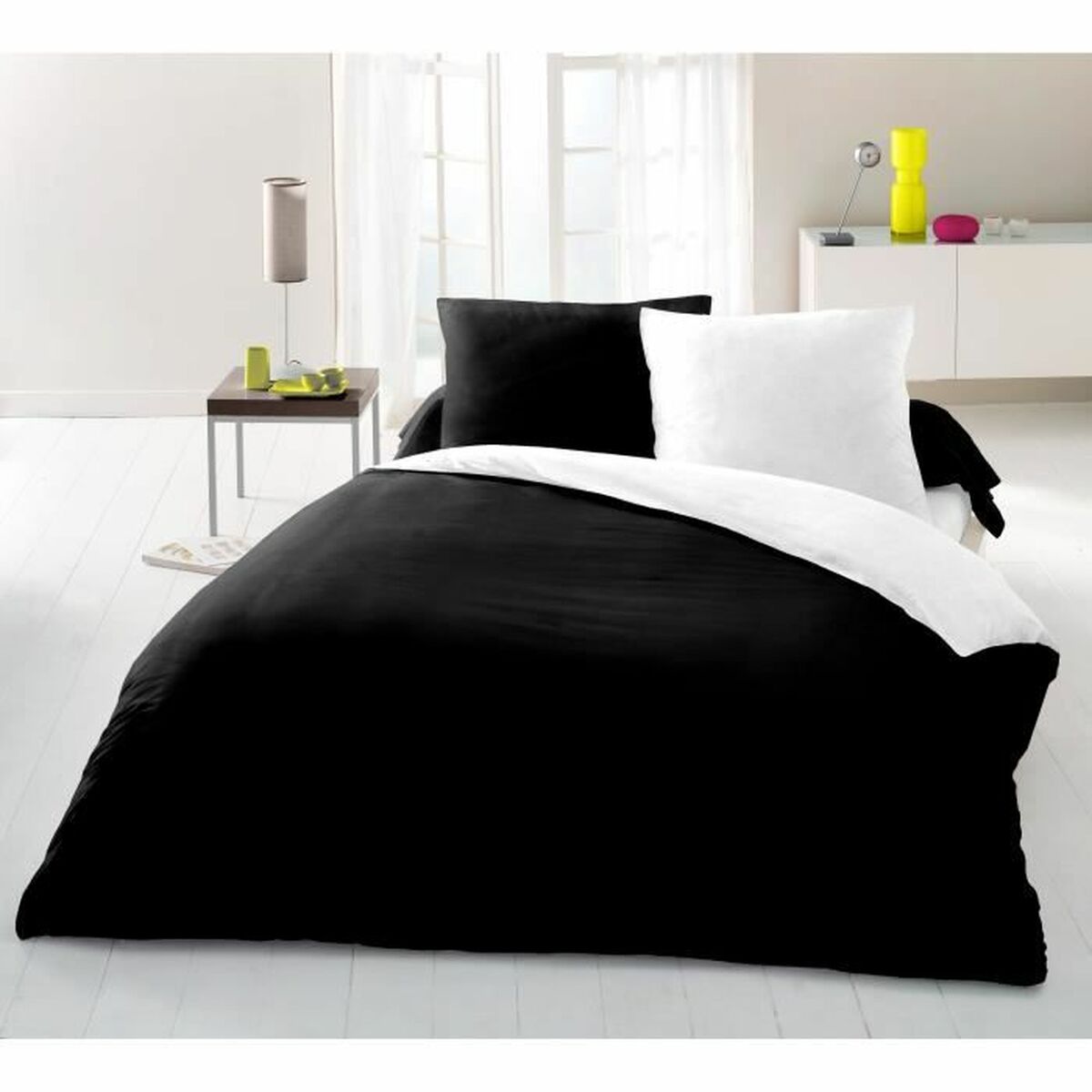 Set husă de pătură Lovely Home Negru Bicolor 220 x 240 cm